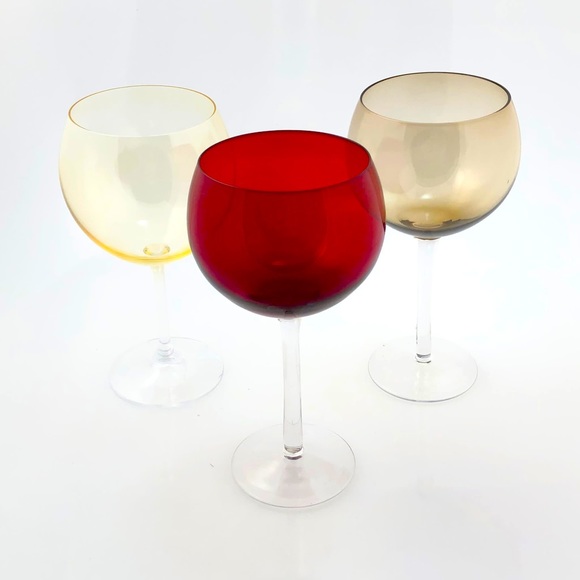 3 Mix & Match globe wine cups. Red, yellow, amber. - Picture 5 of 6